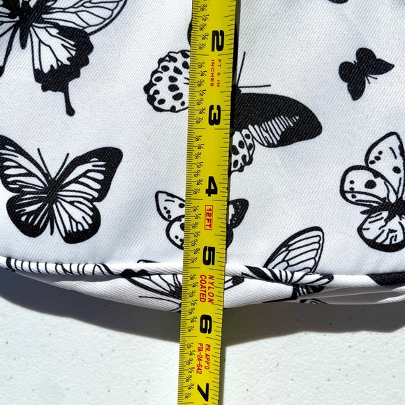 White Butterfly Shoulder Bag Y2K Mini Purse Zip Closure - Picture 6 of 7